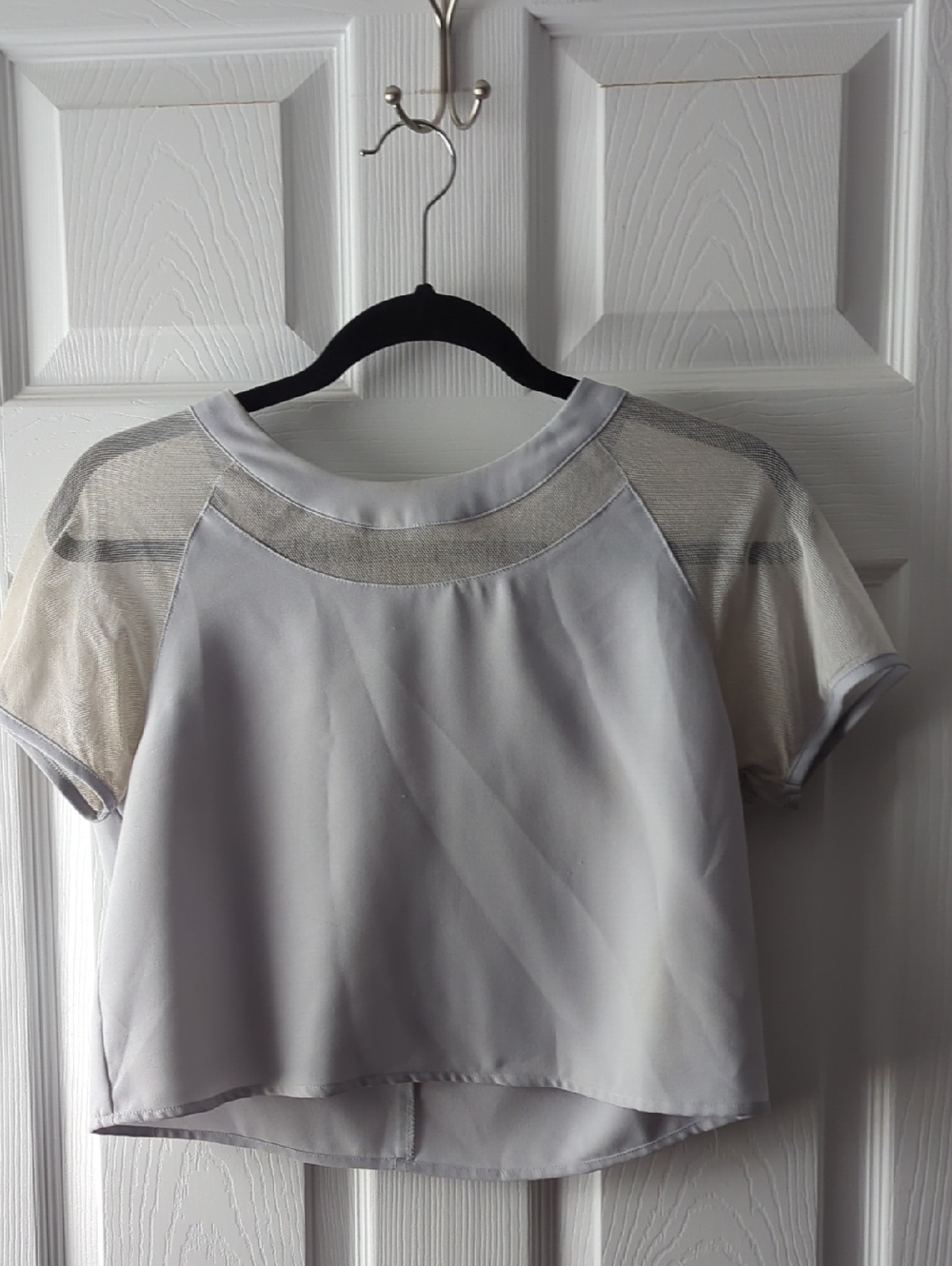Light Gray Mesh-Panel Crop Top